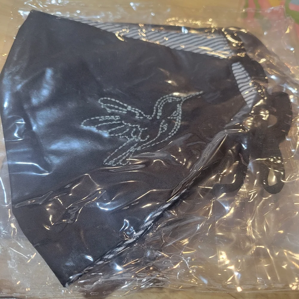 JOHNNY WAS‎ 5 Pack of Face Masks Black Cotton Embroidered